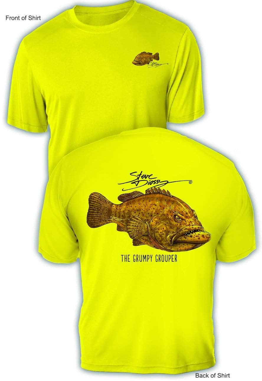 Grumpy Grouper - UV Sun Protection Shirt - 100% Polyester - Short Sleeve UPF 50